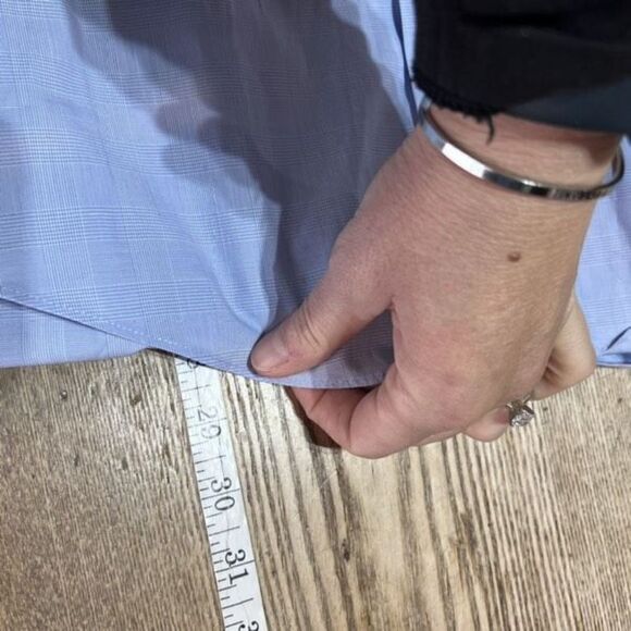 Men's Dress Shirt Plaid Long Sleeve Classic Trim Fit Button Down  Blue Size 34-3 - Picture 8 of 8